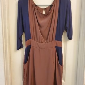 Navy and brown dress
